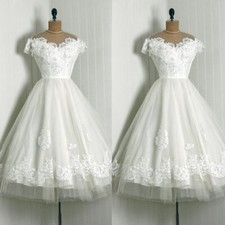 Short Wedding Dresses Off Shoulder Beaded White Ivory Lace Applique Bridal Gowns