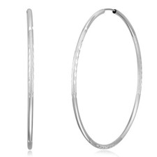 Wellingsale 14k White Gold Diamond Cut 2mm Endless Hoop Earrings 60 x 60 mm 