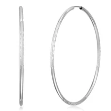 Wellingsale 14k White Gold Diamond Cut 2mm Endless Hoop Earrings (60 x 60 mm)