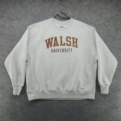 Walsh University Cavaliers Sweatshirt Mens 2XL Gray Champion