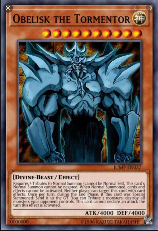 Yu Gi Oh Card: Obelisk The Tormentor | eBay