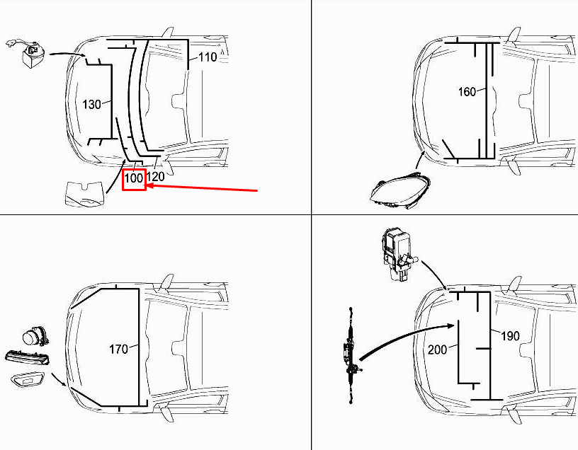 Neu MERCEDES-BENZ B W246 Wischermotor-Kabelbaum A2465402113 Original