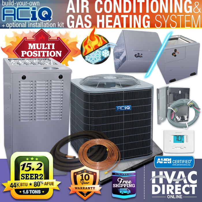 ACiQ Ton Air Conditioning 80% 44000 BTU NG/LP Gas Furnace AC