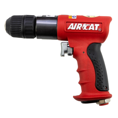 Aircat 4338 3/8-Inch Red Composite Reversible Power Drill With Jacobs Chuck