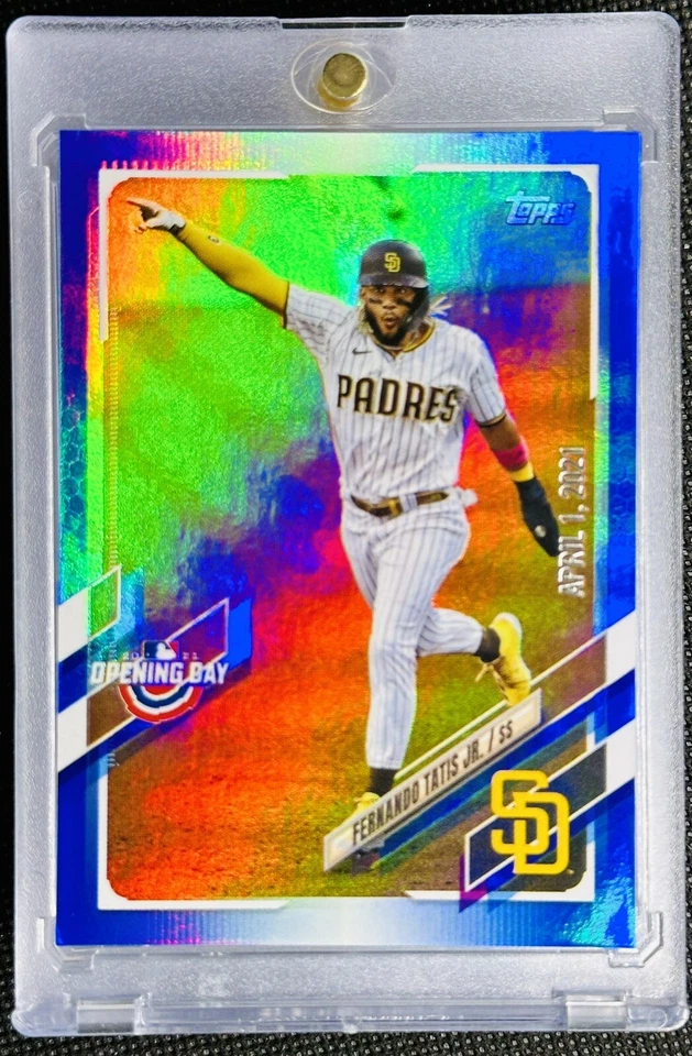 Fernando Tatis Jr. 2021 Topps Opening Day Blue Foil April 1 2021 #1 SP Padres - Image 2 of 3