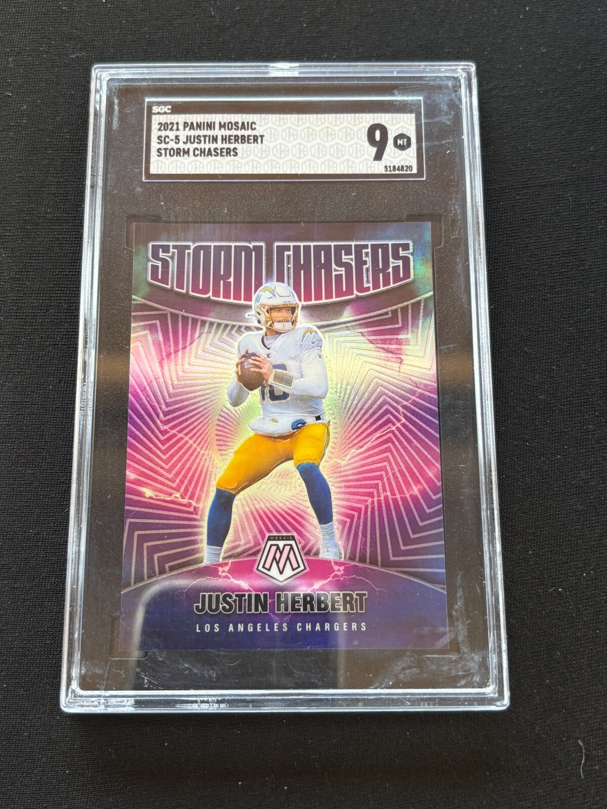 Justin Herbert 2021 Mosaic Storm Chasers SSP CASE HIT LA Chargers SGC 10