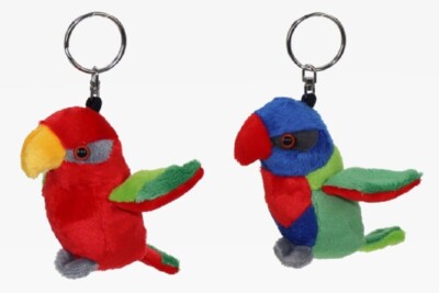 1 Schlüsselanhänger Loris Vögel Schlüsselring Schlüssel Tier Plüsch Vogel Ara