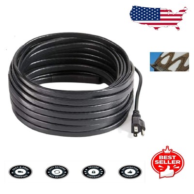 Heavy-Duty Self-Regulating Heat Tape 60 FT for Ice Dam Prevention - 120V Ready