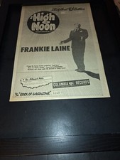 Frankie Laine High Noon Rare Original Promo Poster Ad Framed!