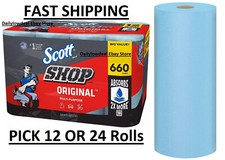 Scott Shop Rolls towels Blue Original Multi Purpose Paper 55 Sheets ROLL 1 12 24
