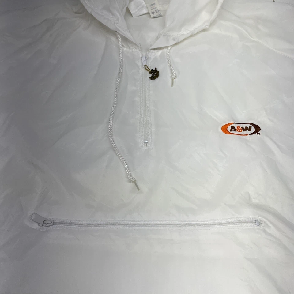 Chaqueta deportiva vintage A&W Restaurant blanca con capucha logotipo bordado talla XL para hombre Foto 3 de 4