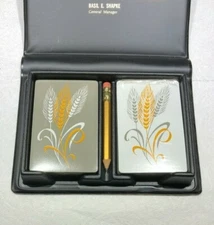 Double Deck Bridge Set (Score Pad, Pencil, 2 decks of cards -- wheat stalks)