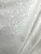 WHITE Damask Floral Upholstery Drapery Brocade Fabric 110 in. Sold By The Yard