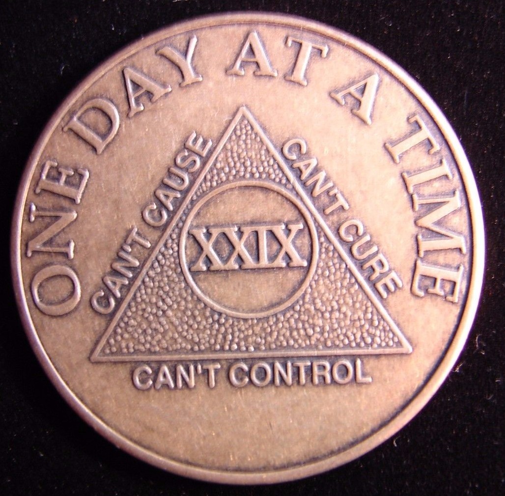 Al-Anon AA 29 Year Bronze Medallion Coin Serenity Recovery GA OA Token ...