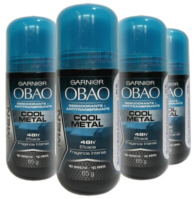 Garnier Obao COOL METAL 48H Deodorant Antiperspirant Roll-Ons Deodorants 4-Pack