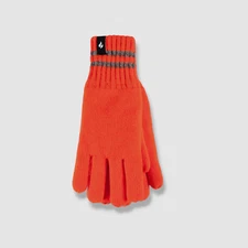 $30 Heat Holders Men's Orange Worxx Richard Flat Knit Gloves Winter Gloves M/L