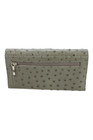 Designer Womens Ostrich Tri-Fold Snap Closure Card Wallet Gray — photo 3