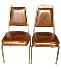 VINTAGE SHELBY WILLIAMS INDUSTRIES INC. VINYL UPHOLSTWERED METAL CHAIR SET OF 2