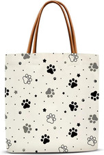 Pet Paw Canvas Tote Bag for Women, Dog Cat Aesthetics Tote Bag, Dog Cat Mom G...