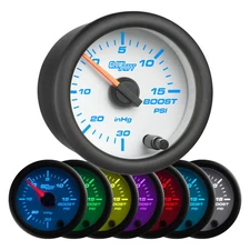 GlowShift 52mm White 7 Color 15 PSI Turbo Boost / Vacuum Gauge