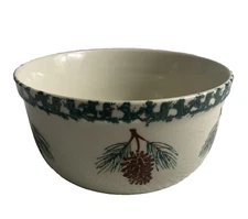 TIENSHAN Folk Craft Pine Cone Soup Cereal Bowl 5 3/4" Sponge Ware Pottery