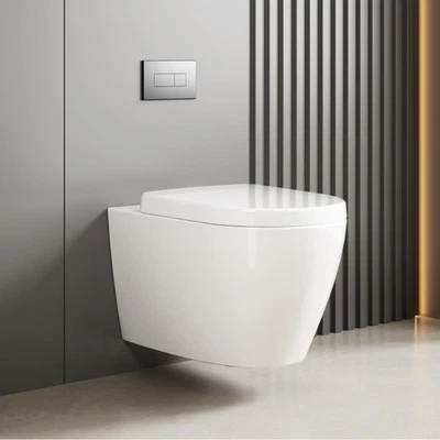 Inodoro colgante pared colgante inodoro lavabo profundo sin bordes Softclose asiento de inodoro - Imagen 1 de 4