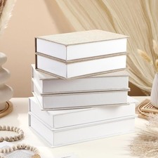 Tioncy 6 Pcs Decorative Books Faux Home Decor Modern Linen Covered Book Set Fake