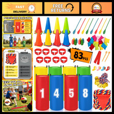 Outdoor Carnival Games Set - Potato Sack Race Bags, Bean Bags, Ring Toss, Egg 