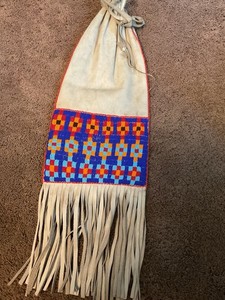 Beaded Native American Style Pipe/tobacco Bag beaded on both sides.