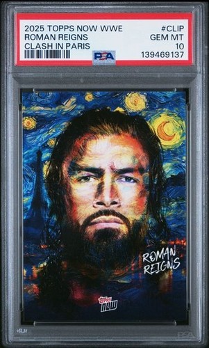 2025 Topps Now WWE Roman Reigns Clash in Paris #CLIP PSA 10