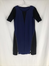 Elie Tahari Colorblock Dress Side Zipper Purple Design Small