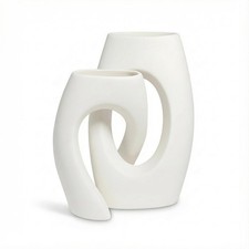 VoxWonder Ceramic Vase Set of 2, Minimalist Neutral Clay Vases for Modern Home D