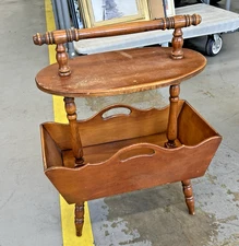 Vintage Maple? Wood Side Table, Magazine Rack knitting crochet art carry all