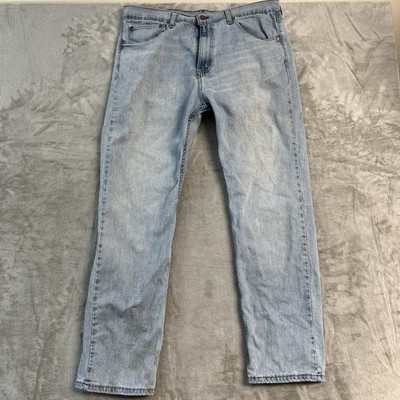 Levis 505 Jeans Mens 36x32* Light Wash Straight Leg Denim Workwear Distressed