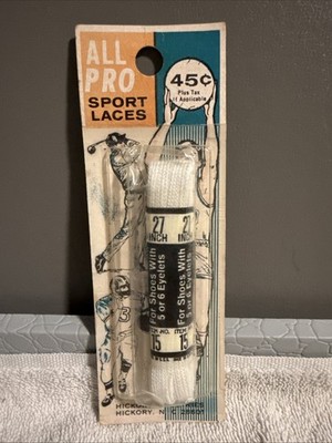 Vintage All Pro Sport Laces 27  White NOS Hickory Industries Sealed