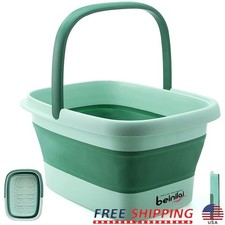 Collapsible Foot Spa Tub W/ Massage Rollers Portable Shower Basin Home Travel US