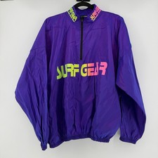 Vintage Venini Surf Gear Windbreaker Jacket Purple Neon One Size 1/4 Zip 90s