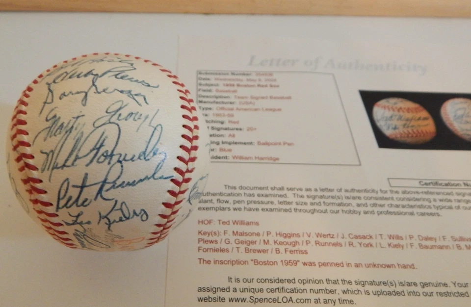 TED WILLIAMS Signed Autographed 1959 Boston Red Sox Team Baseball JSA Letter - Image 4 of 4