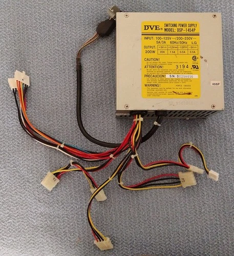 Vintage DVE DSP-1454P 200Watt Max PC Power Supply Packard Bell Legend 110CDT