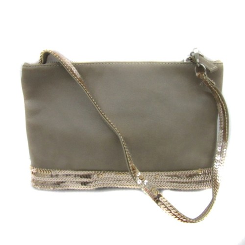 Vanessa Bruno Handbag Mini Bag Cow Leather Sequin Canvas Greige Gold Color Used