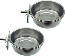 Bird Feeding Dish Cups Parrot Food Bowl Clamp Holder Coop Cup, 2PCS Bird Cage...
