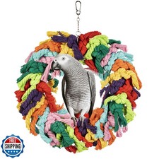 Napiass Parrot Swing for Large Birds - Colorful Cotton Rope Hanging Ring Toy ...