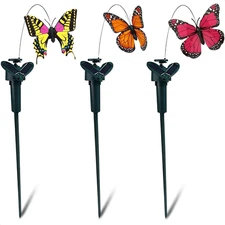 3 Pcs Fluttering Solar Butterfly Garden Stakes – Moving Butterfly Decorations