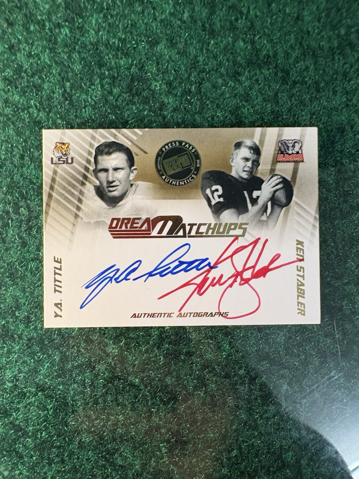 Ken Stabler Oakland Raiders 2008 PRESS PASS LEGENDS YA TITTLE ON CARD AUTO /50 DREAM MATCHUPS 