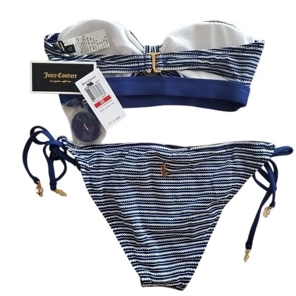 Juicy Couture Conjunto de Natación Couture Riviera Lado Bikini y Sujetador Bandeau Talla XS Foto 2 de 4