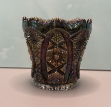 Vintage Imperial Glass Carnival Glass Toothpick Holder Purple Bellaire Pattern