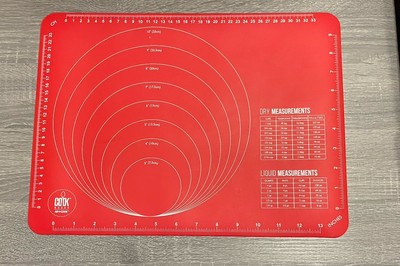 Art + Cook Red Silicone Rolling & Baking Mat, Non Stick Surface 11.75'' x 15.75''