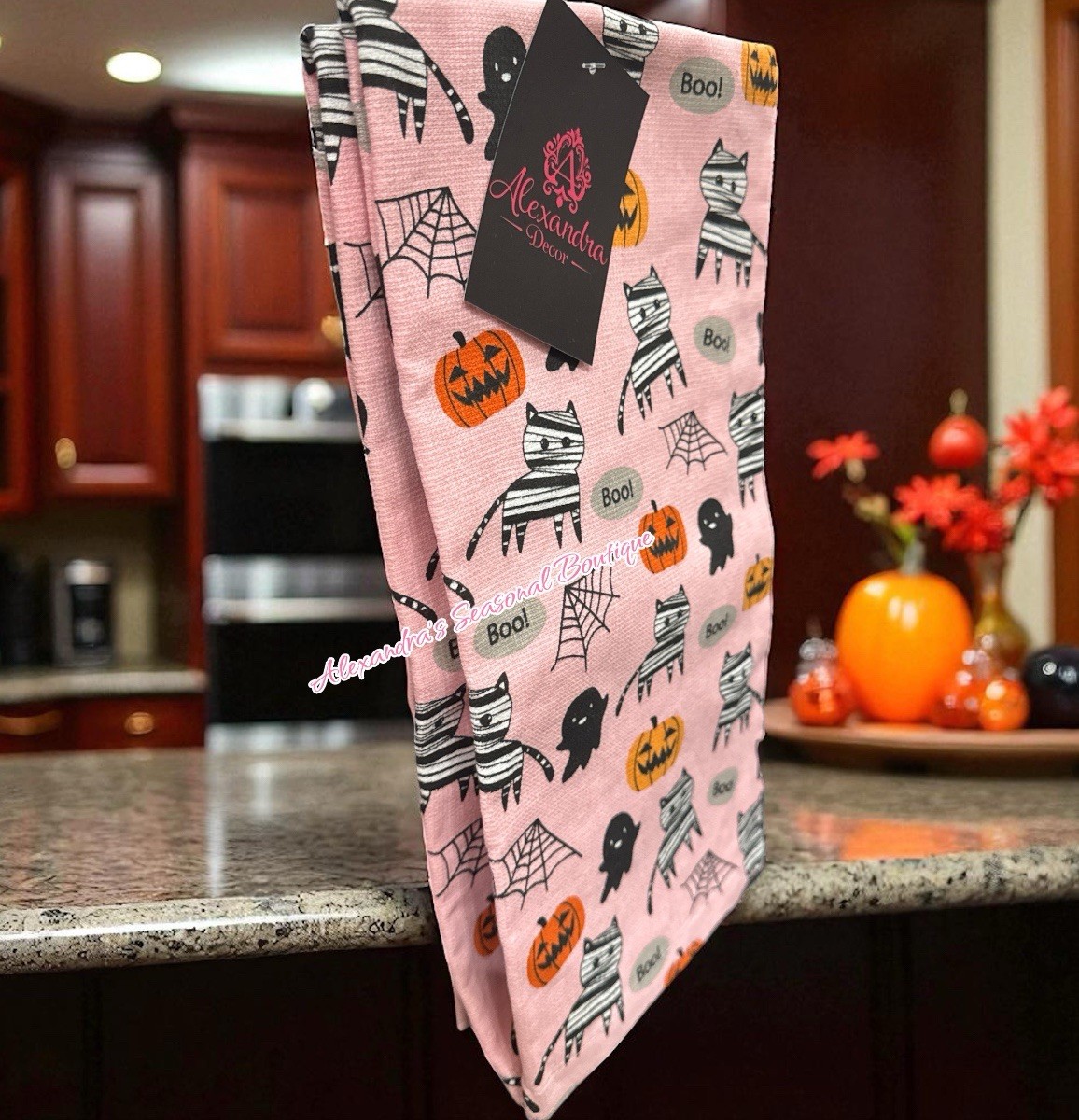 S Set Of 2 Dish Hand Cats Ghosts Pumpkins Kitten New