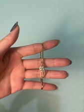 18k Solid Yellow Gold Bracelet With 6 Diamonds, 6.75 Inches, 3.6 Grams