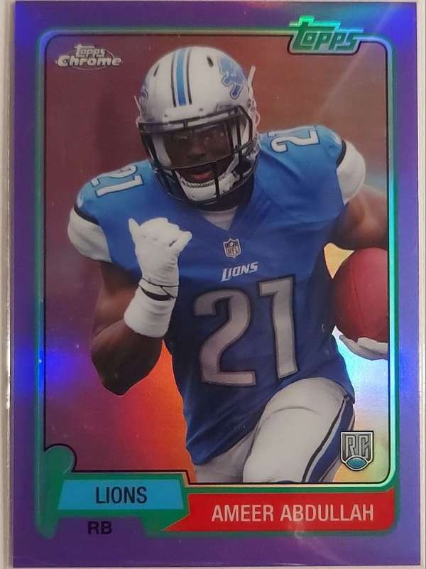 Ameer Abdullah Topps Chrome 60th Anniversary #AA Rookie Purple Refractor